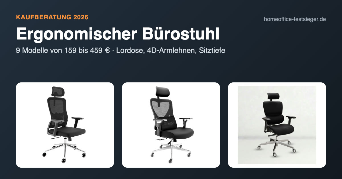 Drei ergonomische Bürostühle von CLOUVOU mit Mesh-Rücken und Lordosenstütze